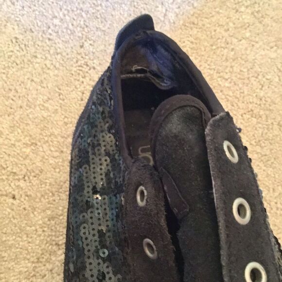 UGG Laela Sparkles Slip On Black Sneakers Suede Sequins - Picture 11 of 11